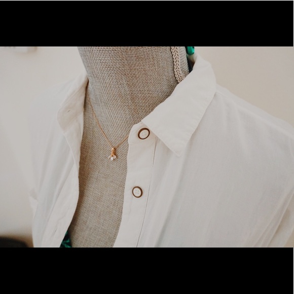 White Button Up Polo with Laced Detailing - Picture 8 of 8